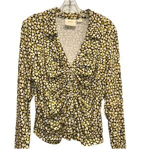 Maeve by Anthropologie Size Large Long Sleeve Blouse Roughed Button Spring Work